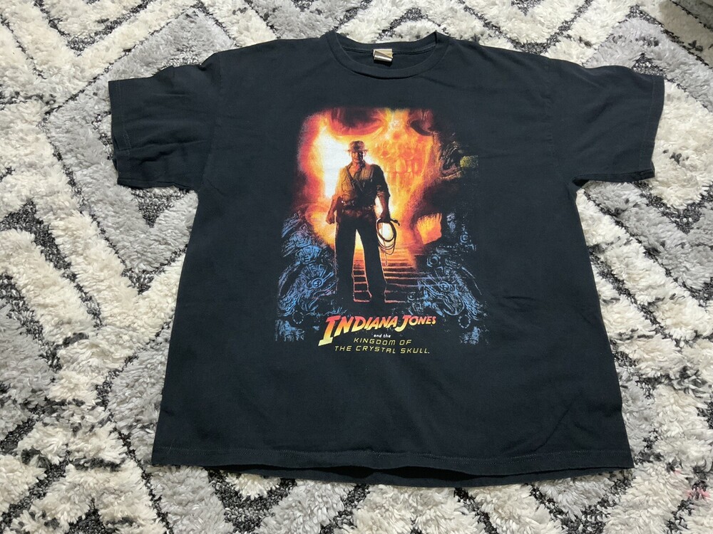 Vintage Indiana Jones Kingdom Crystal Skull Movie  2008 T Shirt Tee Mens XL